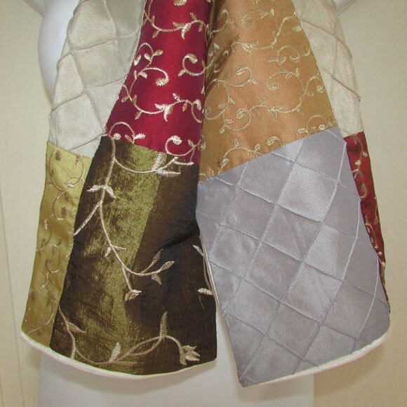 Satin Embroidered Patchwork Scarf - Picture 3 of 13